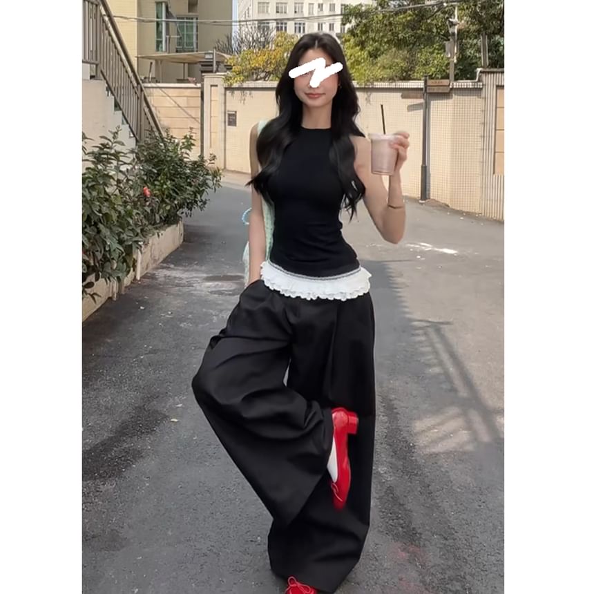 Leg Waist Designs) Dress High (Various Lace Wide Pants Panel