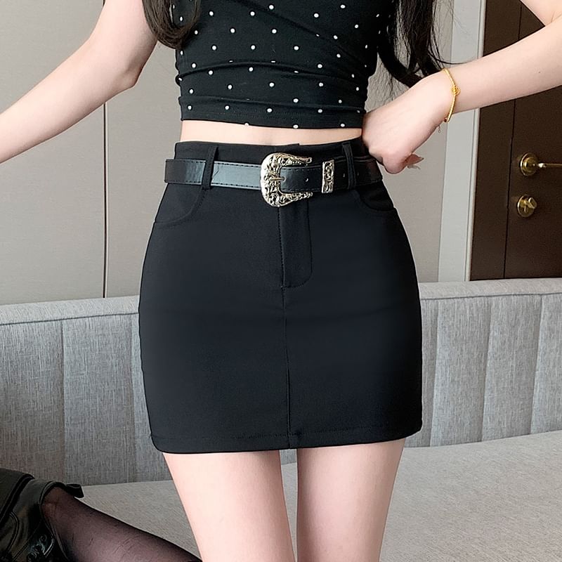 Pencil Waist Mini High Plain Skort