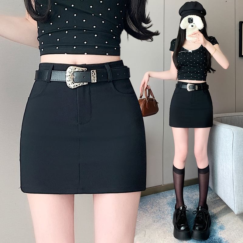 Pencil Waist Mini High Plain Skort