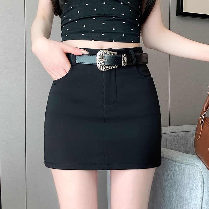 Pencil Waist Mini High Plain Skort
