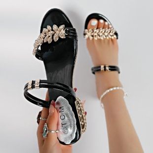 Sculptural Heel Rhinestone Sandals