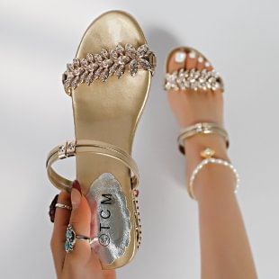 Sculptural Heel Rhinestone Sandals