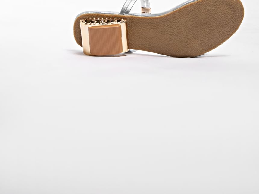 Sculptural Heel Rhinestone Sandals