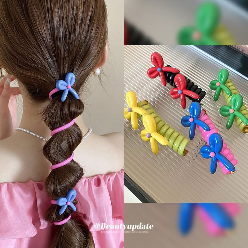 Floral Tie Designs) Coil Bead Hair / Ribbon (Various