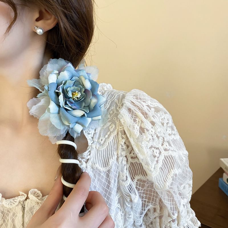 Floral Tie Designs) Coil Bead Hair / Ribbon (Various