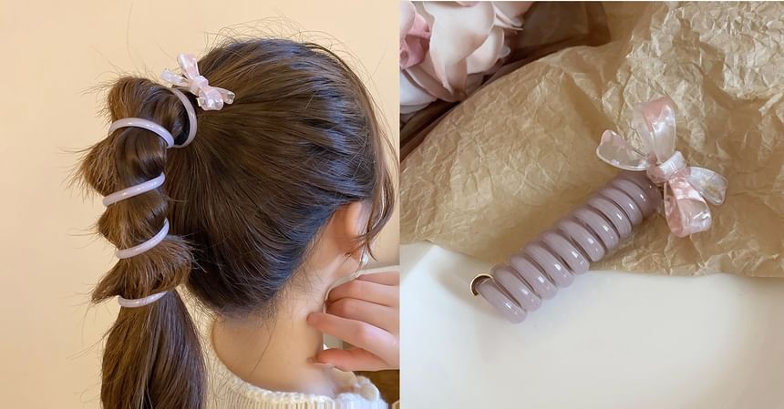 Floral Tie Designs) Coil Bead Hair / Ribbon (Various