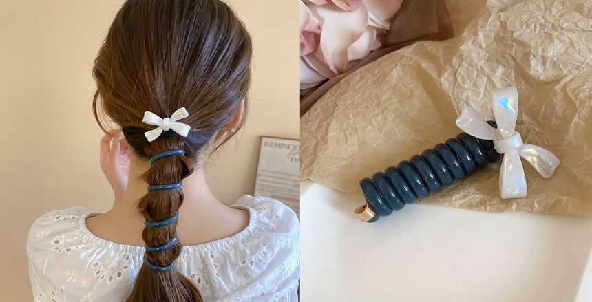 Floral Tie Designs) Coil Bead Hair / Ribbon (Various