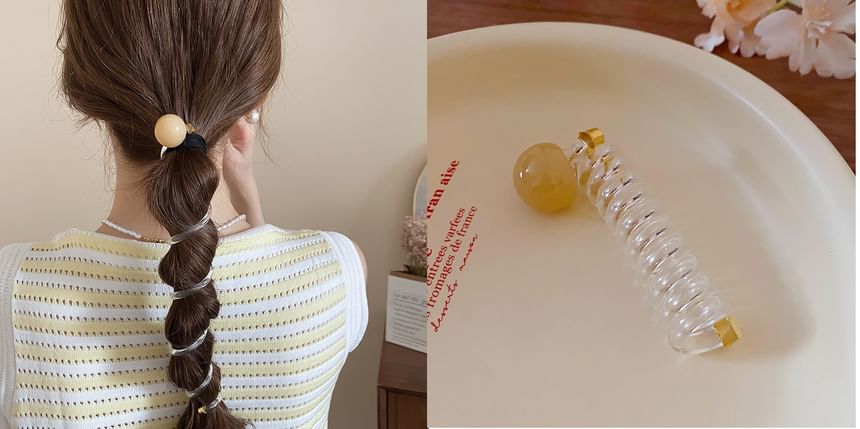 Floral Tie Designs) Coil Bead Hair / Ribbon (Various