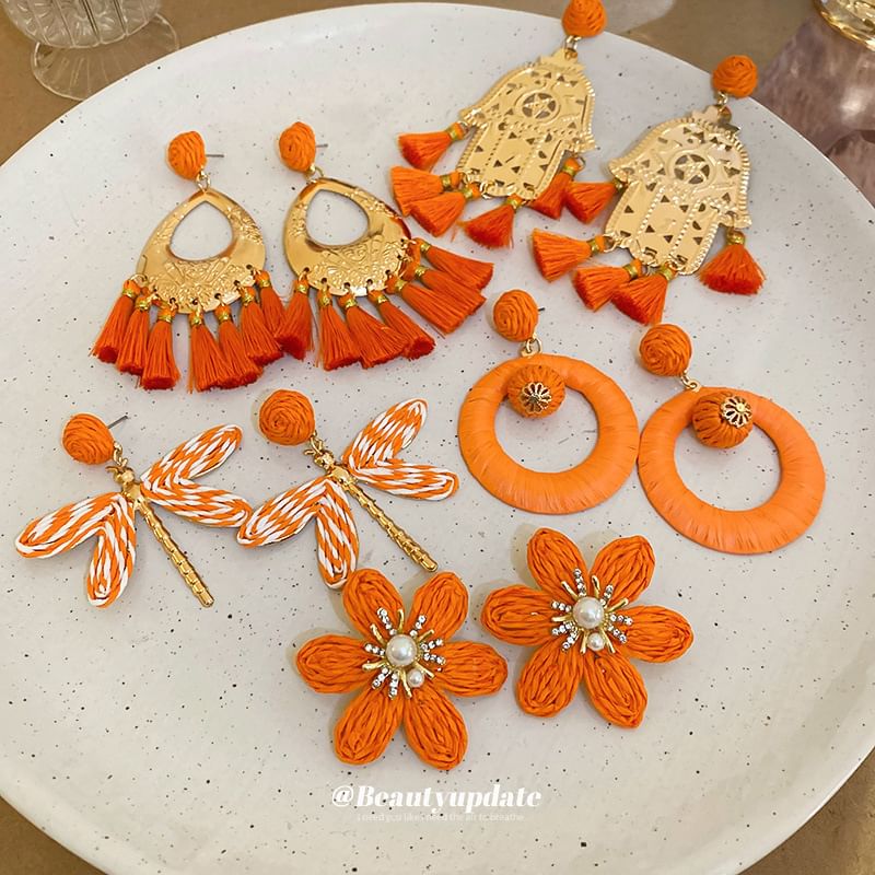 Hand Hamsa Tassel Alloy Chandelier Droplet / Earring