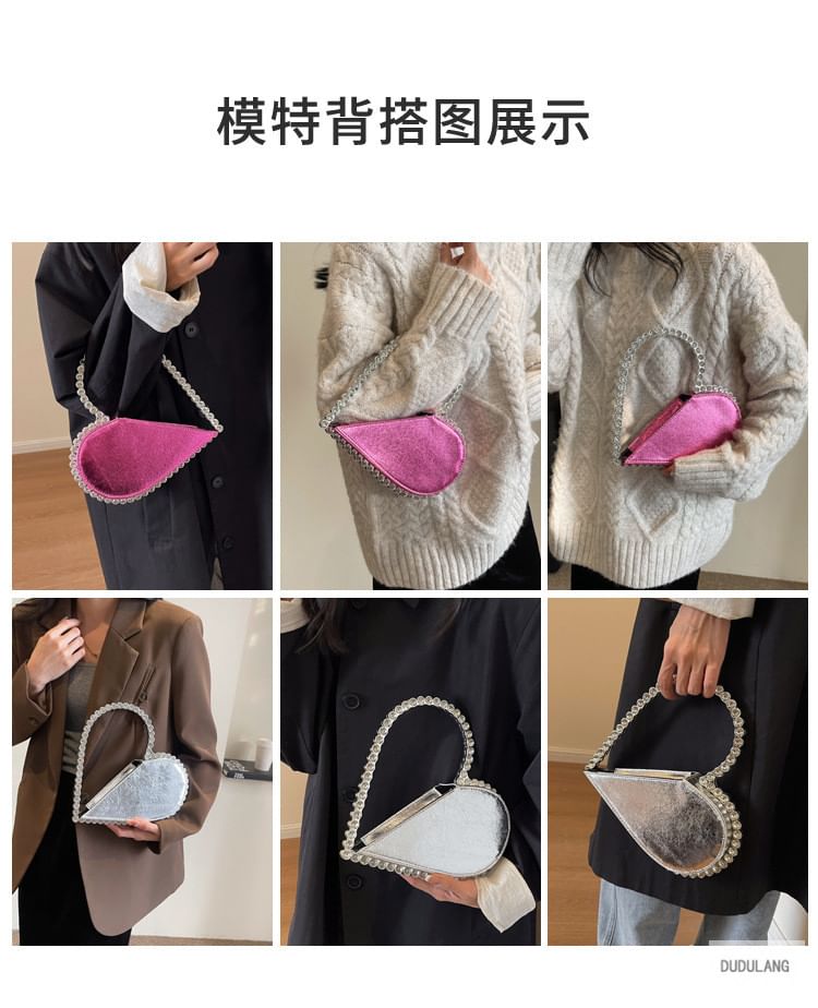 Velvet Heart Rhinestone Bag Hand
