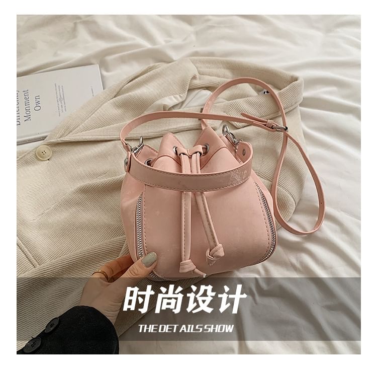Bucket Faux Bag Drawstring Leather