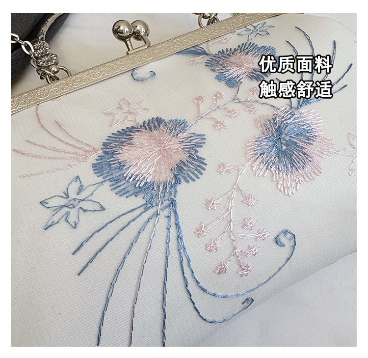 Bag Embroidered Lock Crossbody Kiss Floral