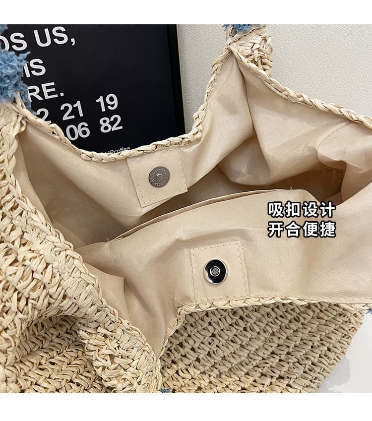 Tote Strap Bow Tassel Bag Woven