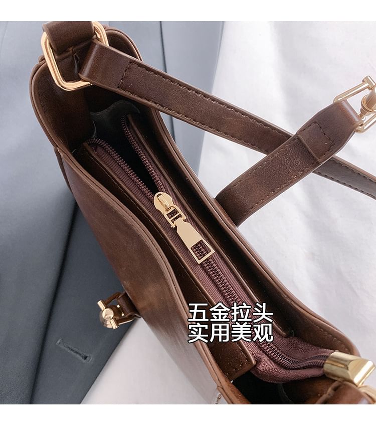 Bag Crossbody Leather Faux Buckled