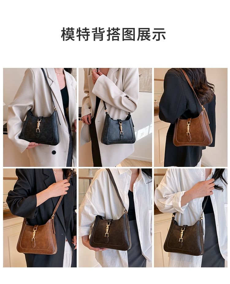 Bag Crossbody Leather Faux Buckled