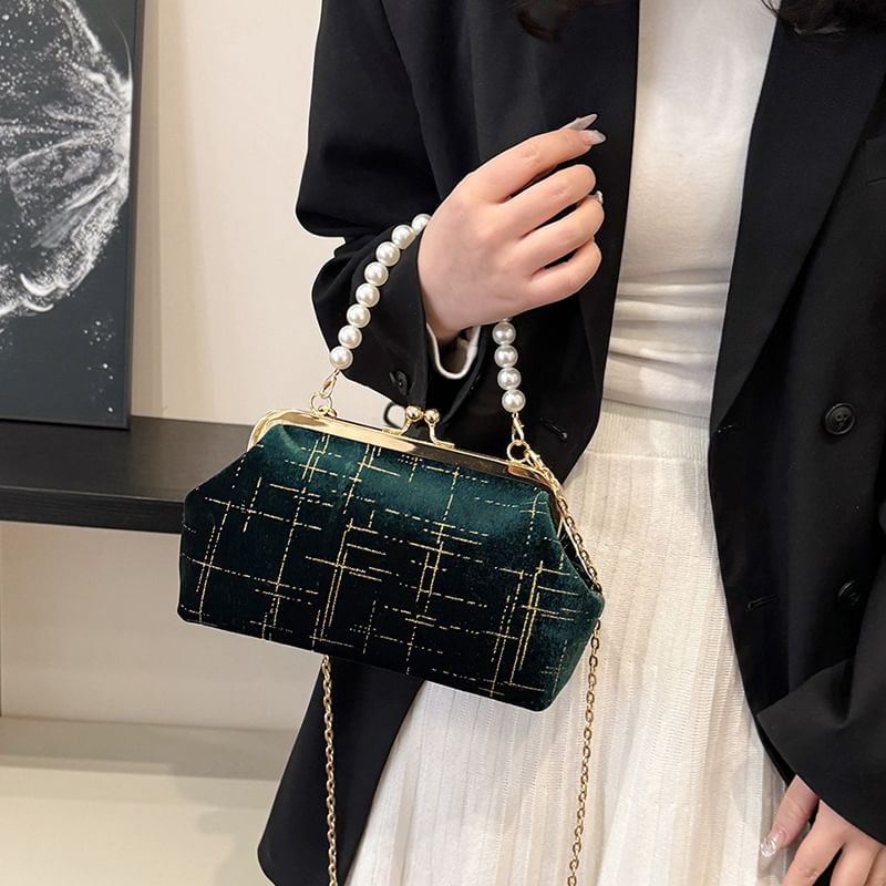 Lock Bag Kiss Crossbody Velvet Strap Chain