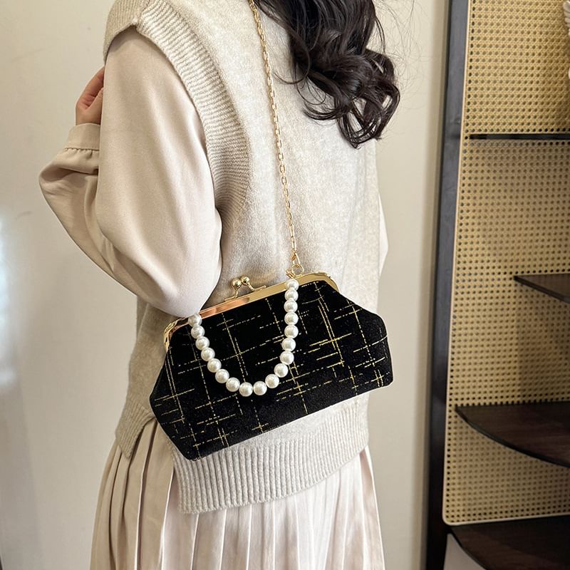 Lock Bag Kiss Crossbody Velvet Strap Chain