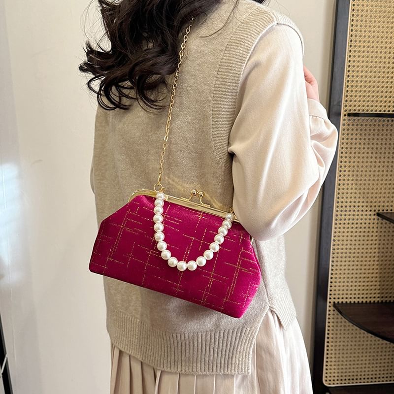 Lock Bag Kiss Crossbody Velvet Strap Chain