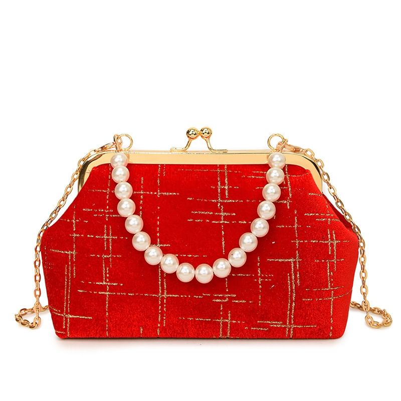 Lock Bag Kiss Crossbody Velvet Strap Chain