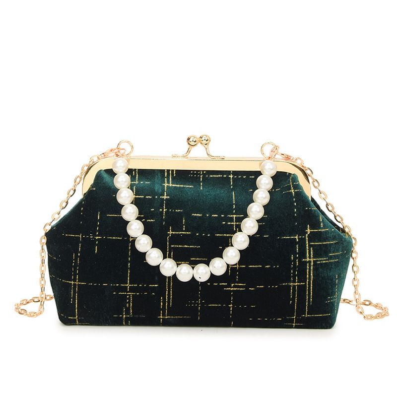 Lock Bag Kiss Crossbody Velvet Strap Chain