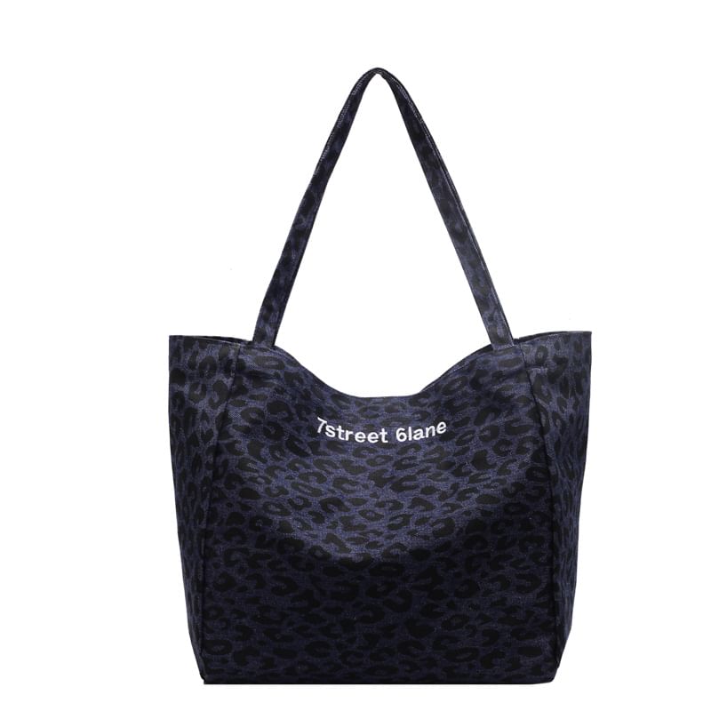 Denim Print Leopard Bag Tote