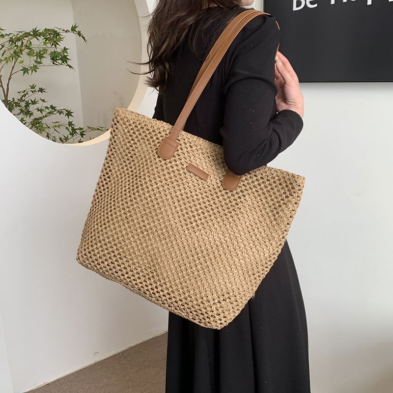 Perforated Straw Bag Tote
