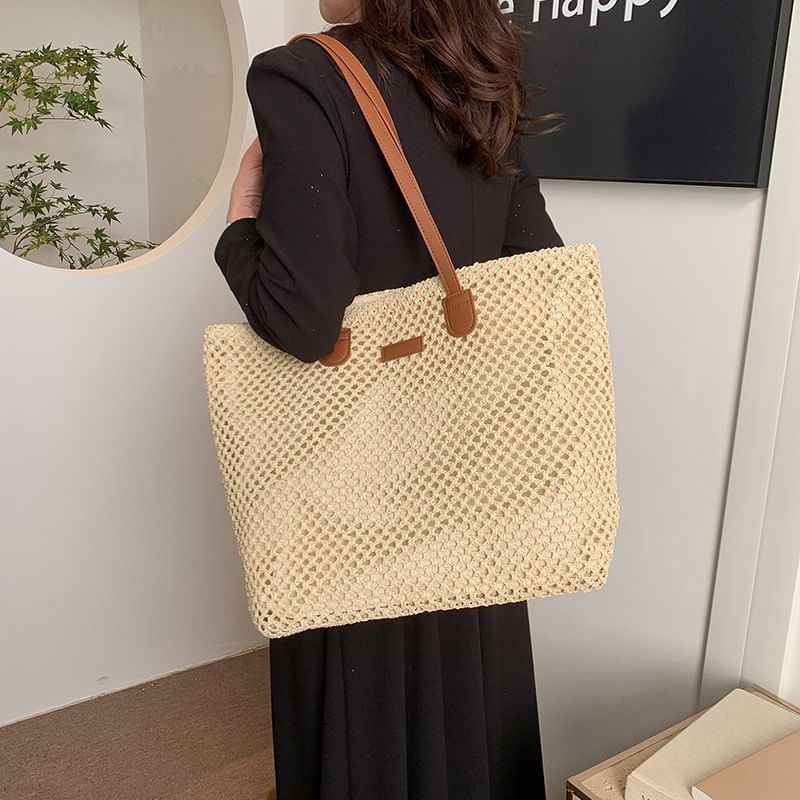 Perforated Straw Bag Tote