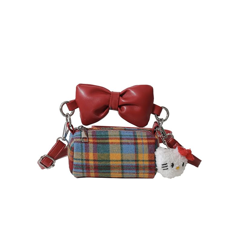 Crossbody Cylinder Bag Bow Accent