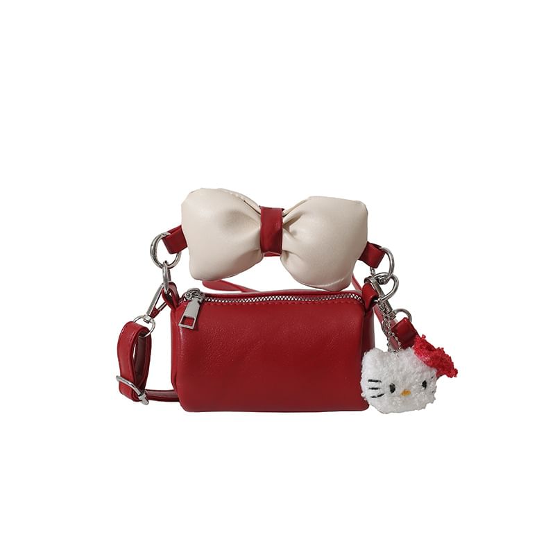Crossbody Cylinder Bag Bow Accent