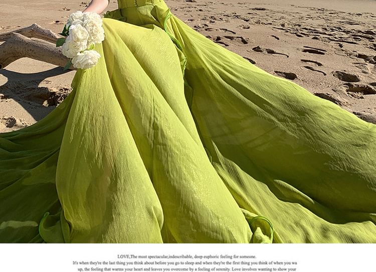 Strapless Plain Ruffle Maxi Sundress