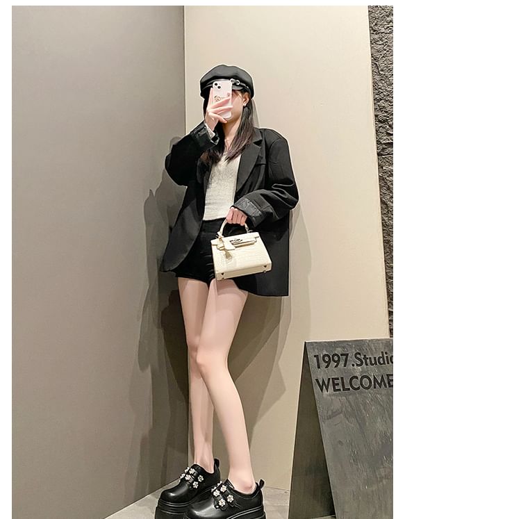 Embellished Shoes Platform Leather Faux