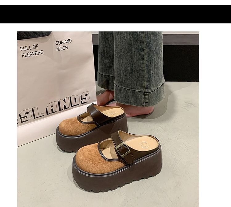 Platform Buckled Two Mules Tone Mary Jane