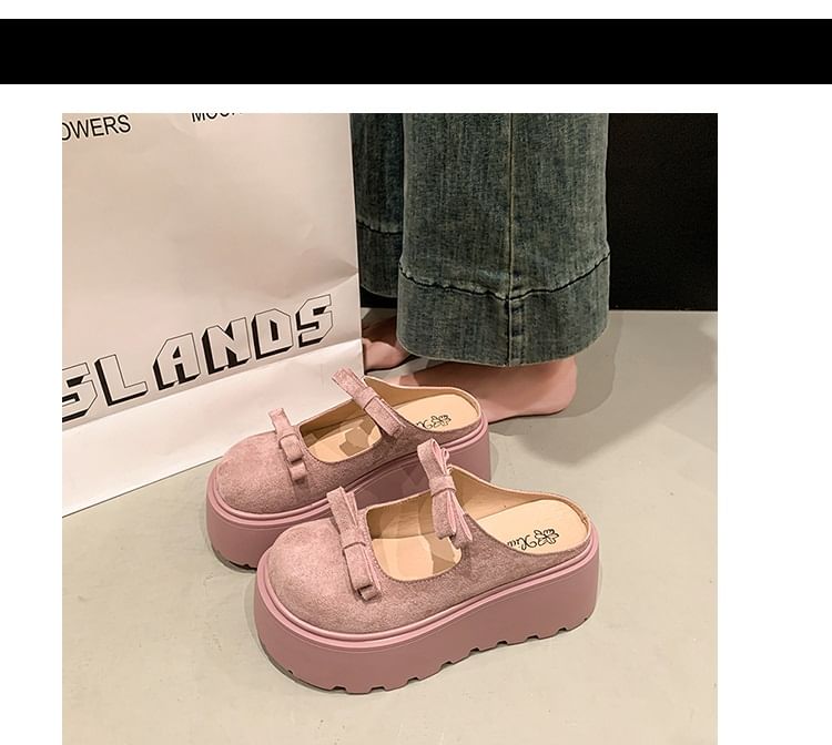 Platform Accent Jane Bow Mary Mules Plain