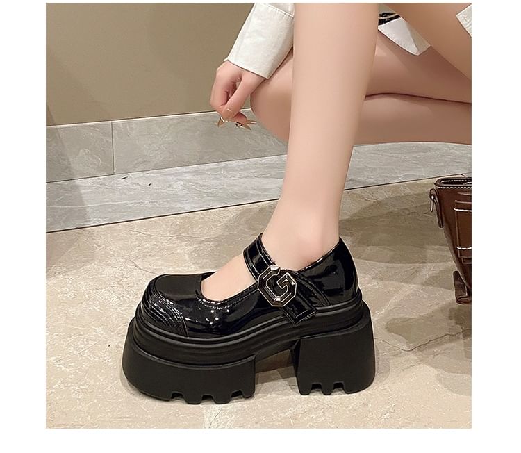 Platform Patent Plain Shoes Leather Jane Mary