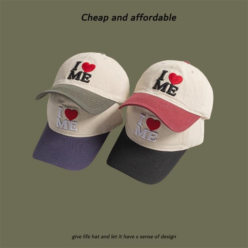Two-Tone Embroidered Cap Heart