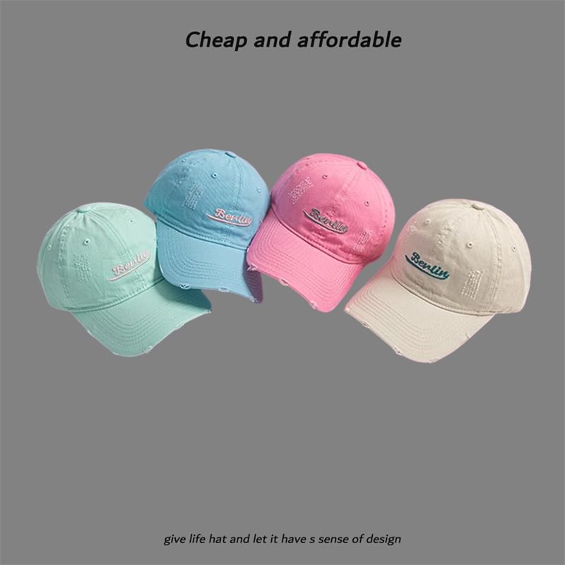 Embroidered Distressed Cap Letter