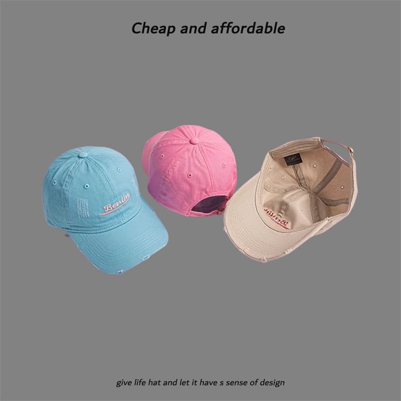 Embroidered Distressed Cap Letter