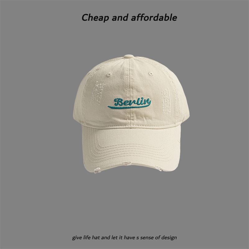 Embroidered Distressed Cap Letter