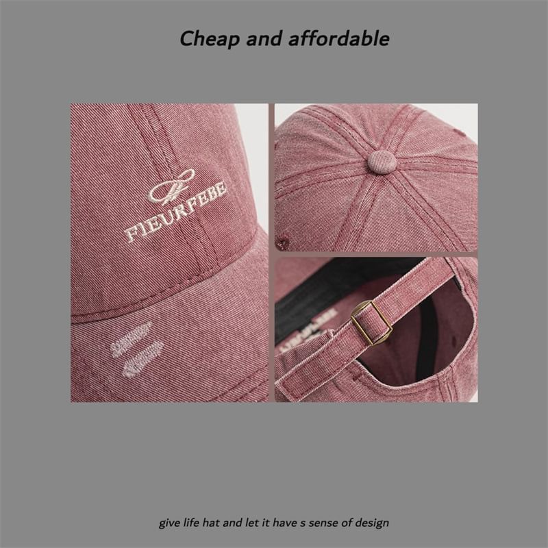 Cap Washed Embroidered Distressed Letter