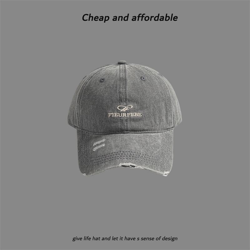 Cap Washed Embroidered Distressed Letter
