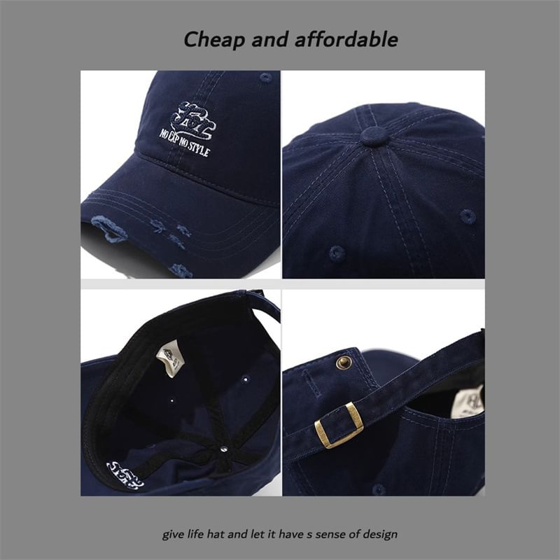 Distressed Embroidered Cap Letter