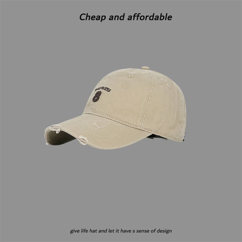Distressed Washed Number Cap Embroidered