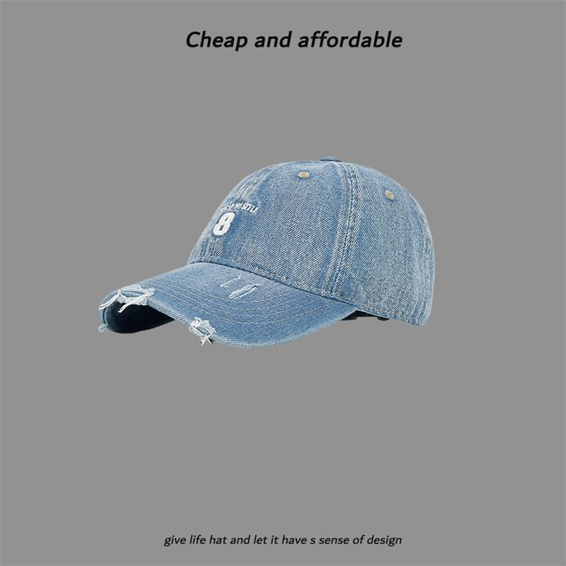Distressed Washed Number Cap Embroidered