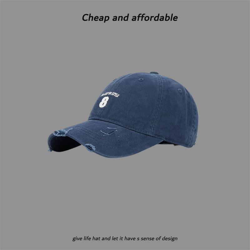 Distressed Washed Number Cap Embroidered