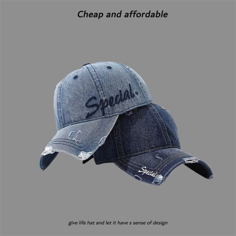 Letter Embroidered Cap Distressed