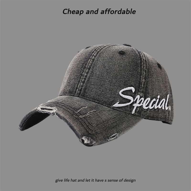 Letter Embroidered Cap Distressed