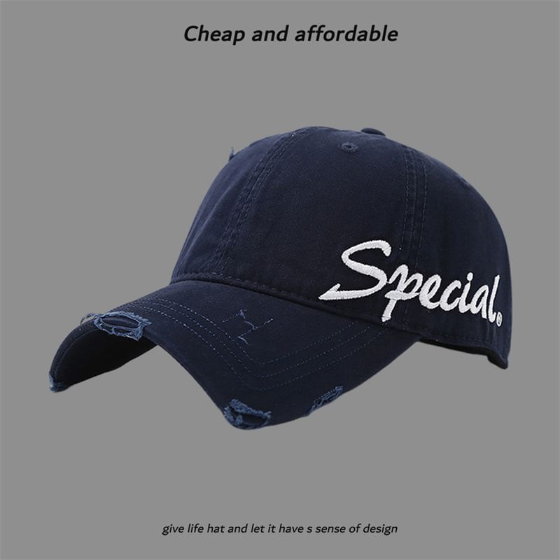 Letter Embroidered Cap Distressed