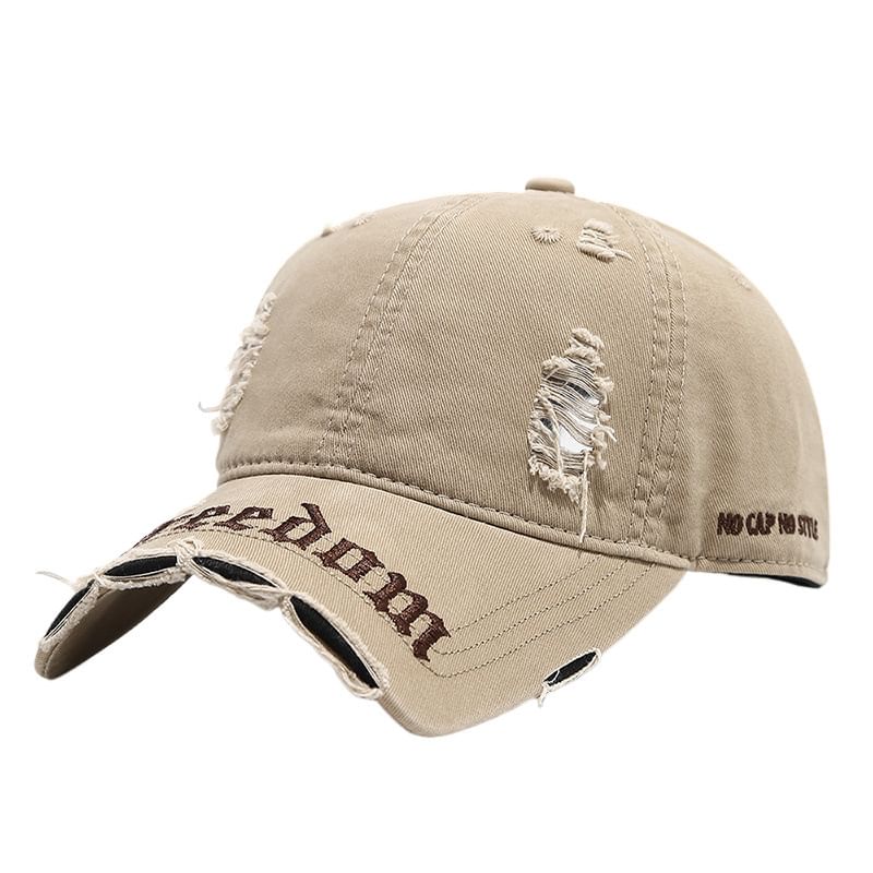 Embroidered Washed Distressed Letter Cap