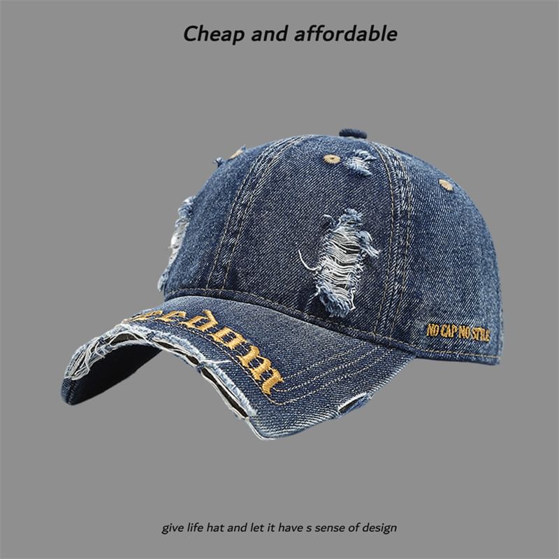 Embroidered Washed Distressed Letter Cap