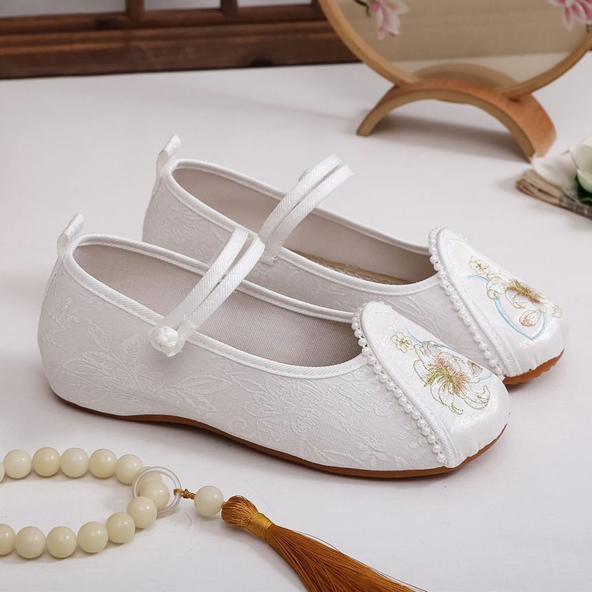 Embroidery Wedge Heel Shoes Floral